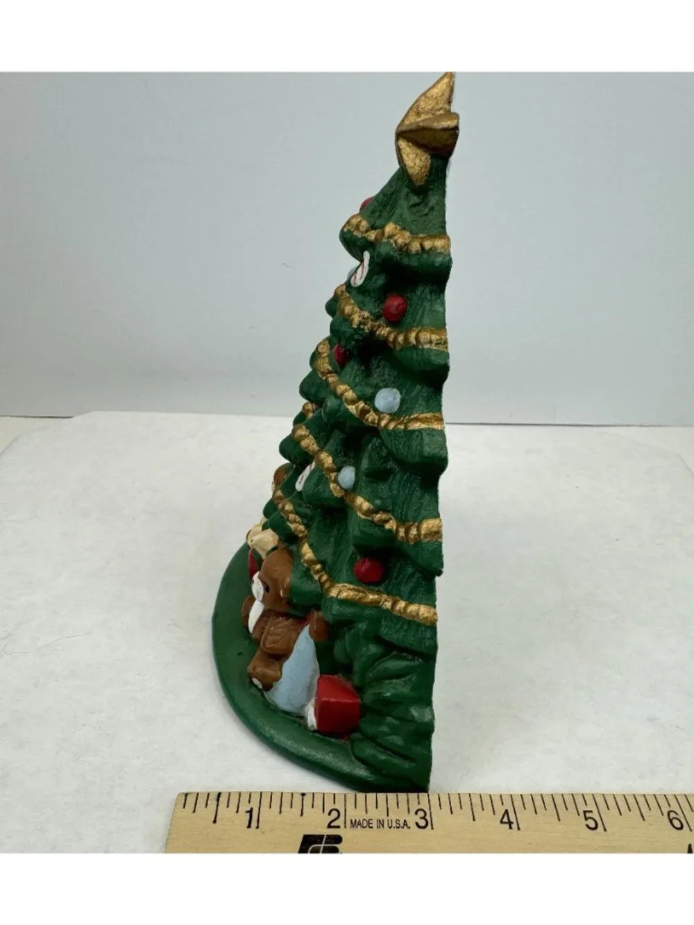 Vintage Lillian Vernon Christmas Tree Cast Iron Doorstop 7.5